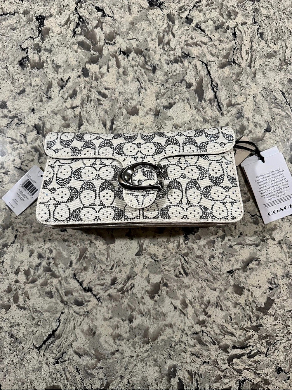 Coach Tabby Shoulder Bag 26 Crystal Signature Denim Chalk Multi CEY98 NWT